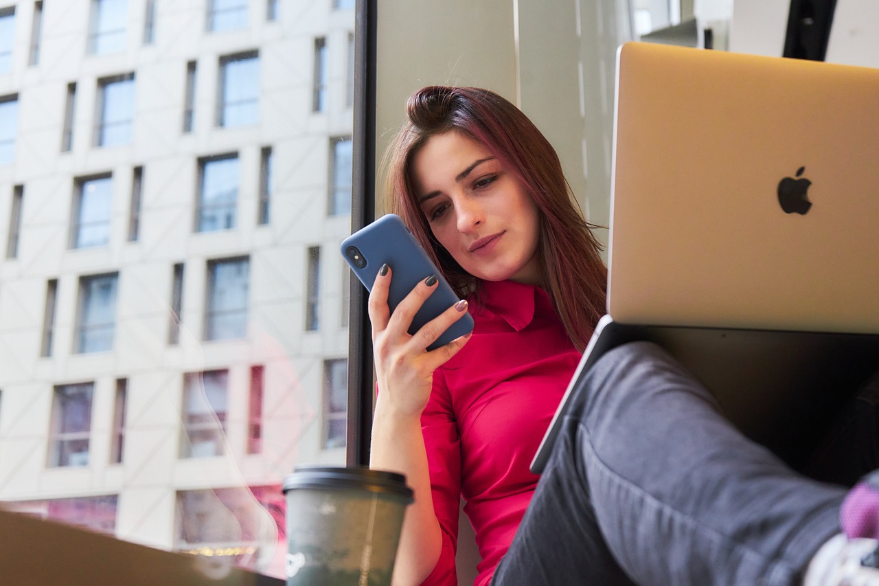 Person working remotely with a smartphone